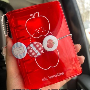 Korean Summer Red Apple Pvc Transparent Loose-Leaf M5 Notebook Niche Simple Soft Shell Portable Note Diary