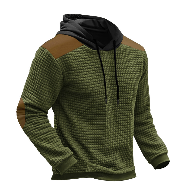 Men's Colour-blocked Jacquard Hoodie Casual Autumn Winter Style_voghion.com