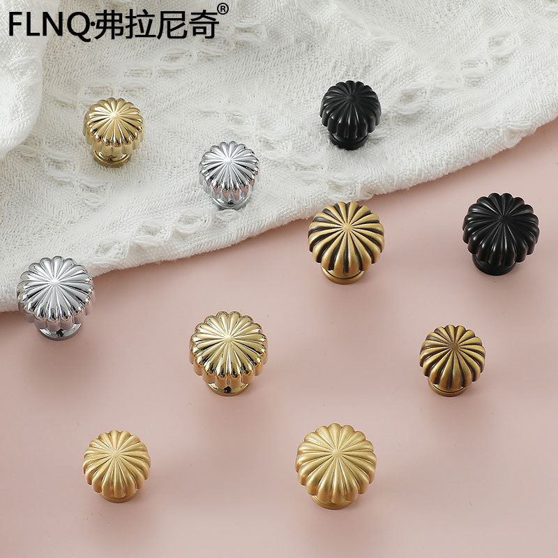 European daisy creative brass solid handle golden pumpkin handle wardrobe cabinet door handle French pure copper handle