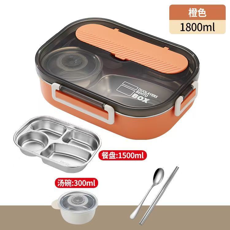 Caja de almuerzo de aislamiento sellado de estudiantes de oficina caja de almuerzo portátil de gran capacidad 304 acero inoxidable con tazón de sopa