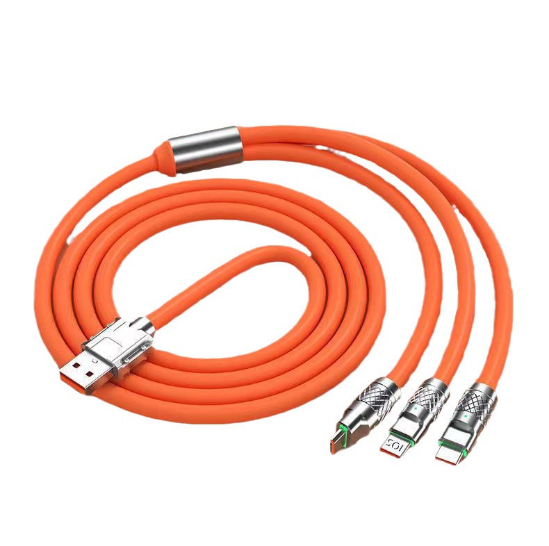 120W de aleación de zinc máquina cliente un arrastre tres aplicable Apple Huawei super rápido cable de carga friki tres-en-uno cable de datos