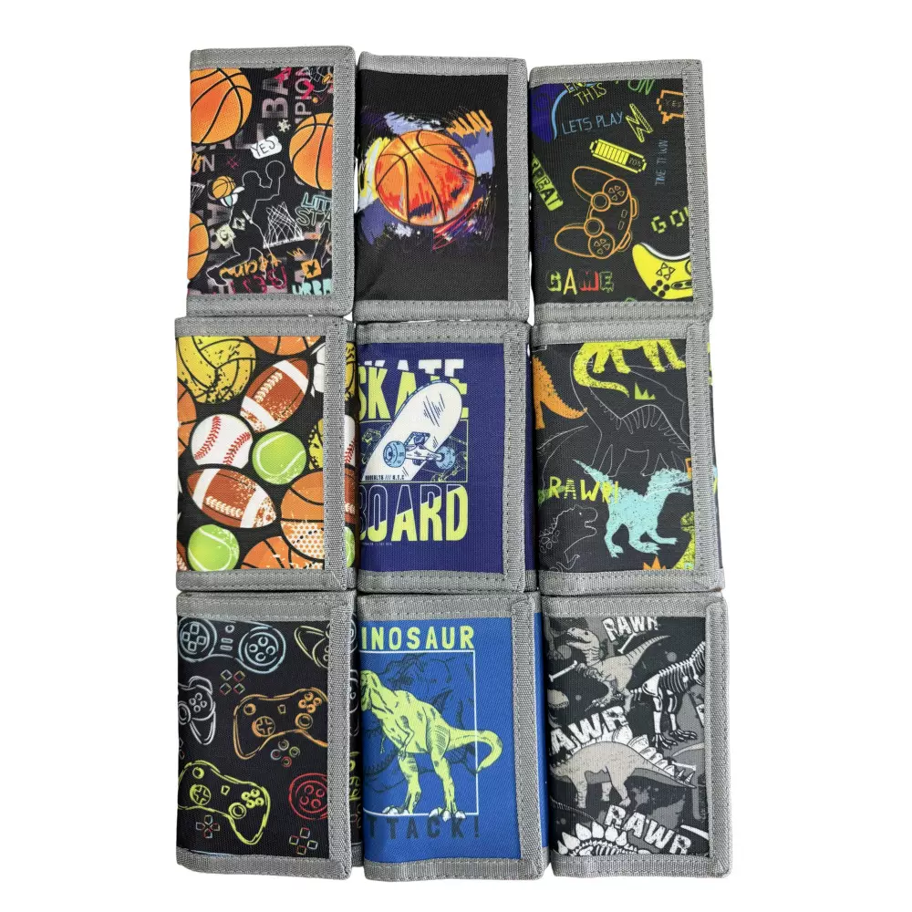 亚马逊跨境热销三折帆布儿童户外运动钱包，儿童卡通零钱包