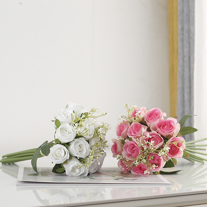 Ramo de Rosas Artificiales para Novia, Hecho a Mano con Tela de Seda, Estilo Bosque, Flores Eternas para Boda, Estilo Bosque image 4