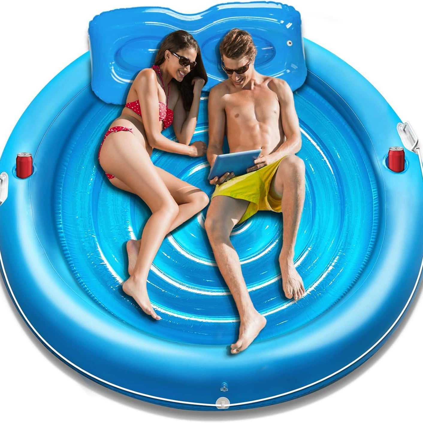 Трансграничная поставка двойной летний бассейн надувной круглый плавучий водяной кровать на открытом воздухе загар красивый черный бассейн амфибия