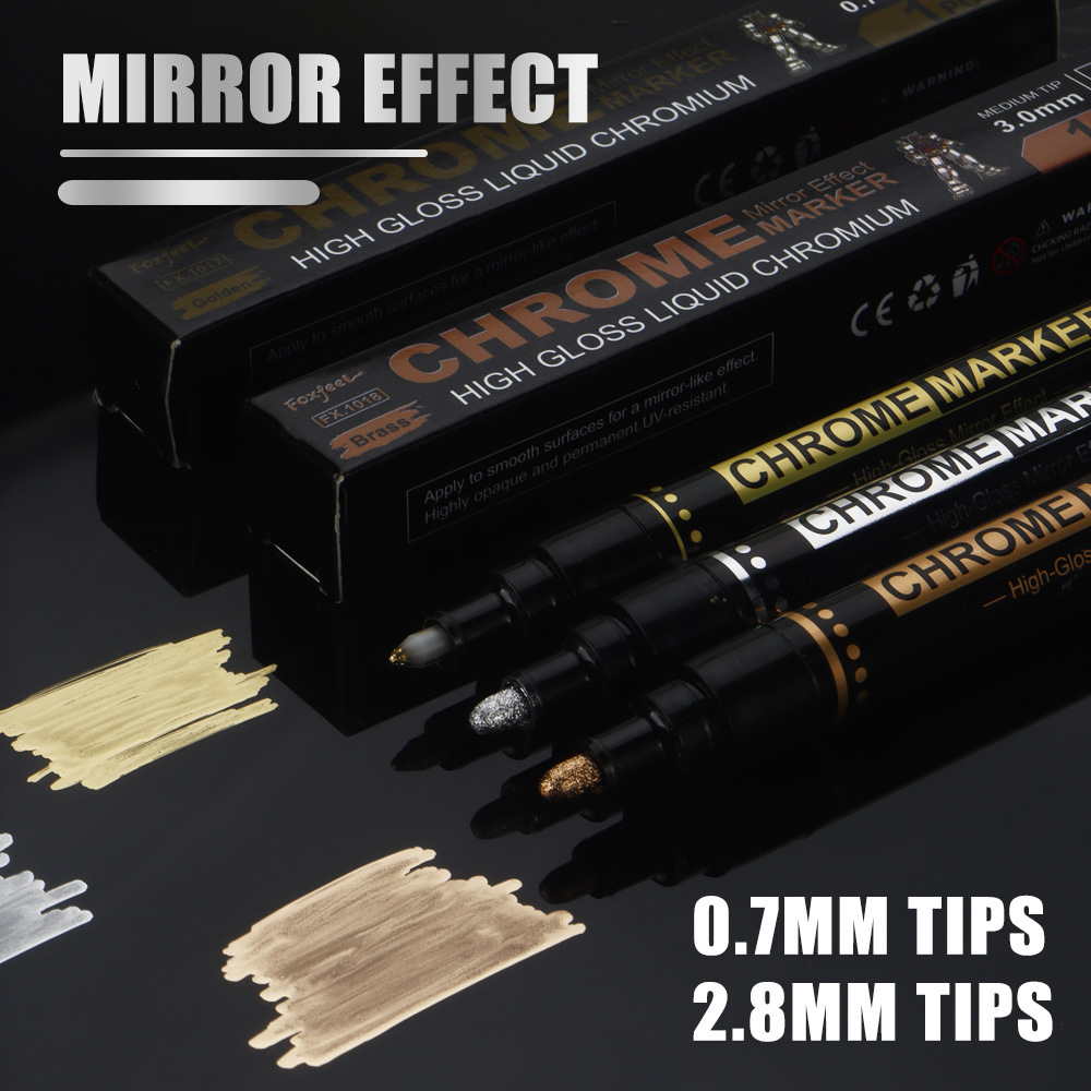 Espejo de 0,7 mm bolígrafo de pintura de oro bolígrafo de cromado bolígrafo de pintura de color modelo de bolígrafo de marca