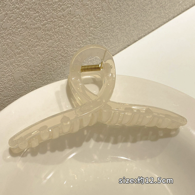 Крабья заколка для волос (hairgrip) акриловая большая булавка, жемчужные вставки, корейский стиль, лёгкая
