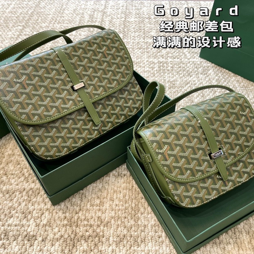 24s经典戈雅Goyard 邮差包荔枝纹牛皮马鞍包单肩斜挎礼盒包装