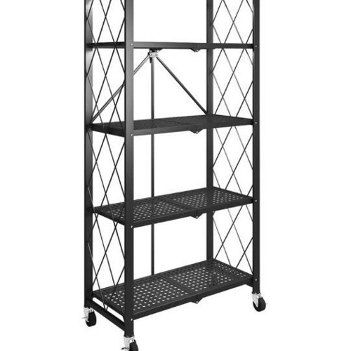 Home-use, No-Installation Folding Multi-Tier Storage Rack – Perfect for Snacks, Microwaves, and Mobile Kitchen/Balcony Storage