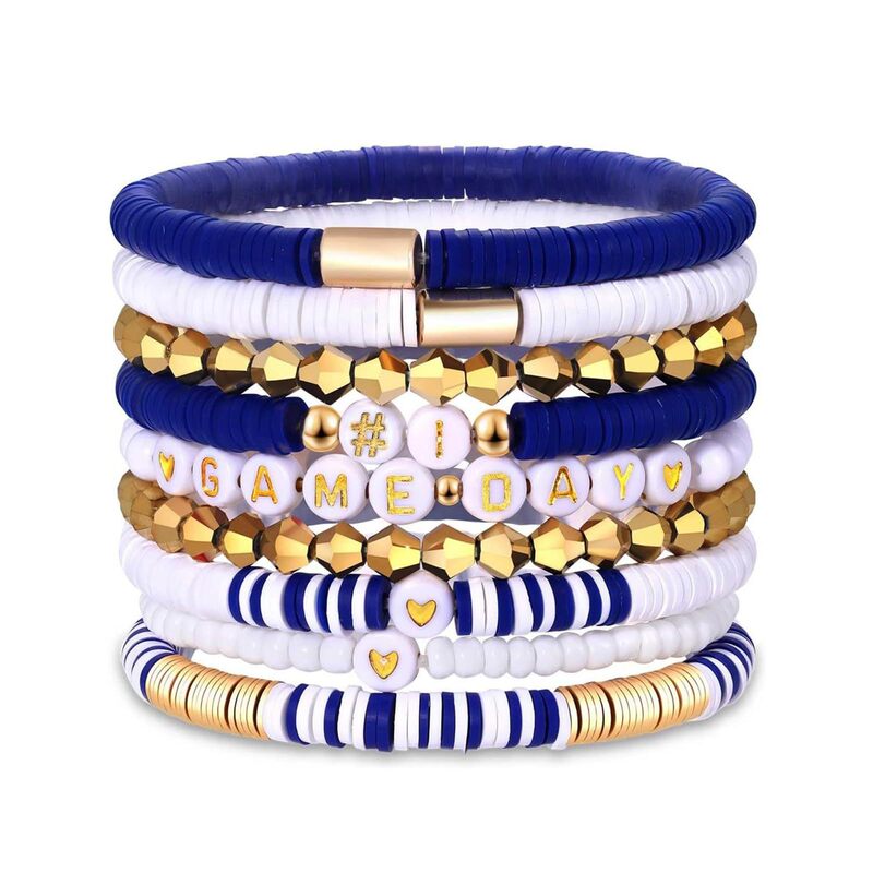 Amazon's Best-Selling Women's Sports Game Team Bracelet 9-Piece Set of Soft Pottery Football Volleyball Sports Game Bracelets