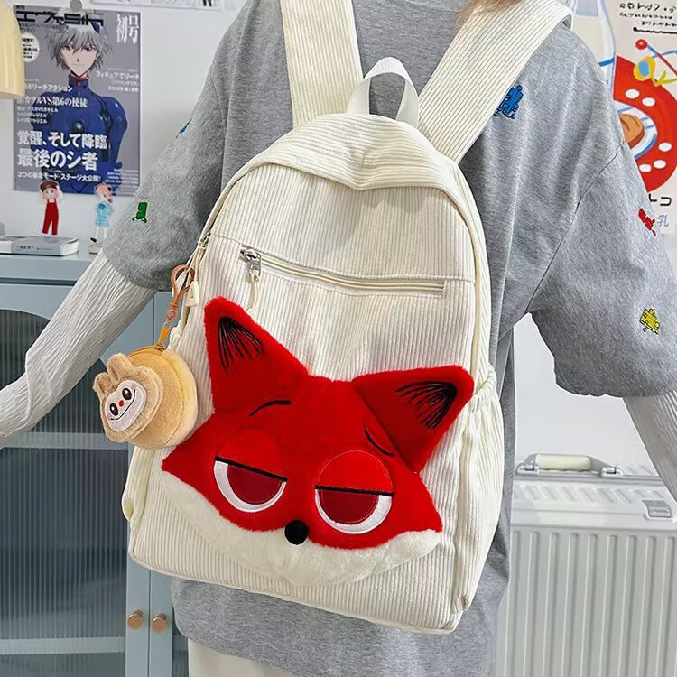 日本1毛绒包兔子狐狸动物大容量卡通玩偶包公仔包女学生书包双肩