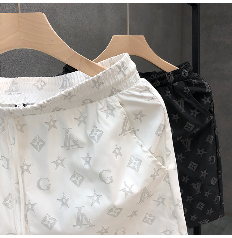 Men's Summer Sports Beach Pants Thin Trendy Loose Outer Wear Three Quarter Home Shorts_viptrois.com