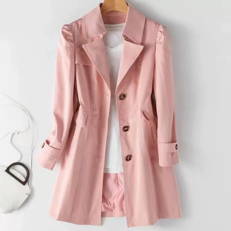 Осеннее приталенное trench coat, пиджак, корейский стиль, для подростков, средняя длина
