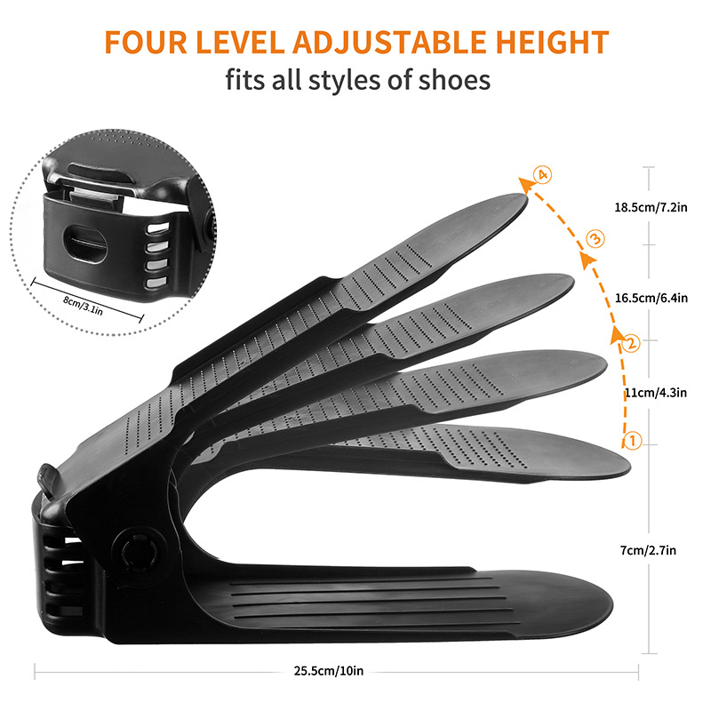 [20 piezas] Zapateros de plástico, de doble capa, integrados, ajustables y antideslizantes, que ahorran espacio para armarios de zapatos.