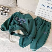 儿童圆领卫衣套装韩版休闲秋冬新款童套装长袖字母厚卫衣套装潮流