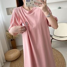 哺乳上衣夏季外出短袖中长款卡通辣妈款产后哺乳衣夏装时尚喂奶裙
