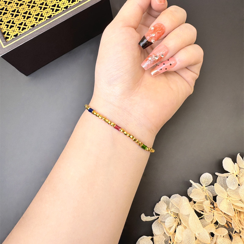 Collar de perlas láser de oro de oro de Vietnam temperamento de alta calidad de lujo ligero pulsera joyería accesorios al por mayor no se desvanecen