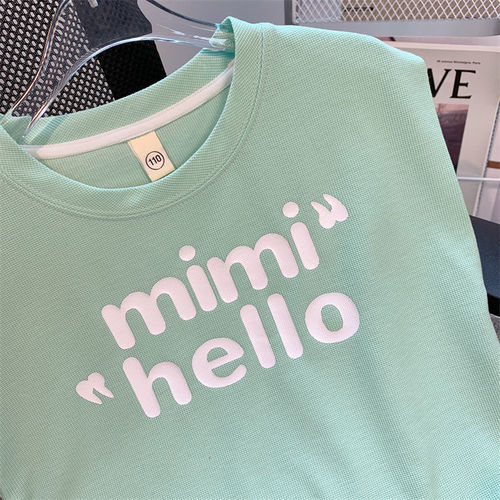 Girls Summer Sports Suit  New Fashionable and Western-style Korean Style Sleeveless Wide-Leg Shorts Two-piece Set for Middle and Large Children