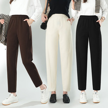 休闲裤女2025新款加厚高端哈伦直筒镰刀裤秋冬加绒小个子九分裤