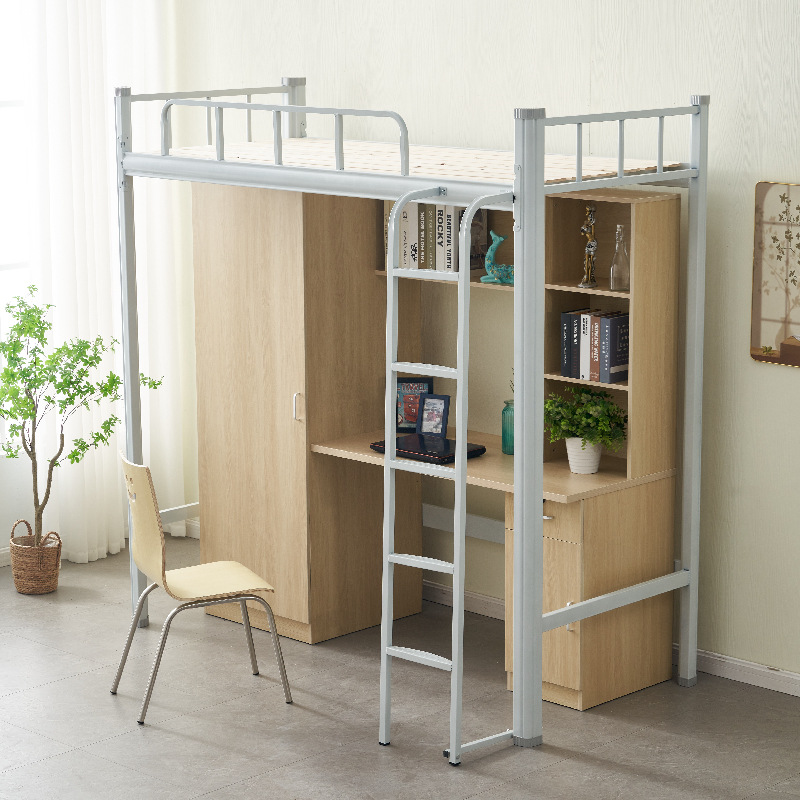 Bed and Table Combination Bed School College Student Dormitory Bed Iron Frame Upper Bed and Lower Empty Iron Bed Dormitory Bunk Bed