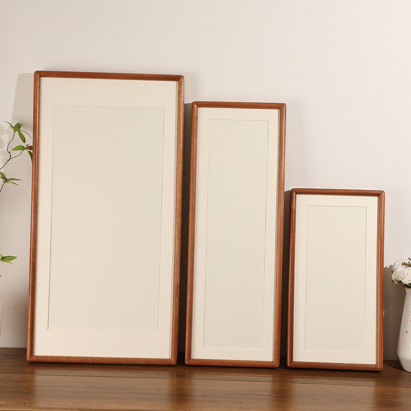 Solid Wood Mortise and Tenon Calligraphy Photo Frame Table High-End Wall Hanging Picture Frame Empty Frame Framed Calligraphy Chinese Painting Long Frame