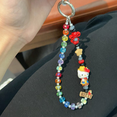 手作彩虹牛仔hellokitty萌粒手机链ccd相机挂件可爱挂件挂饰甜美