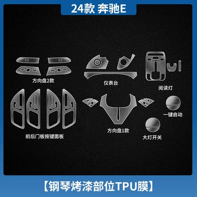 Car interior film: E-Class e260l/e300l Central Control - 24-25-mercedes-benz-e-class-interior-piano-black-tpu-film-without-screen
