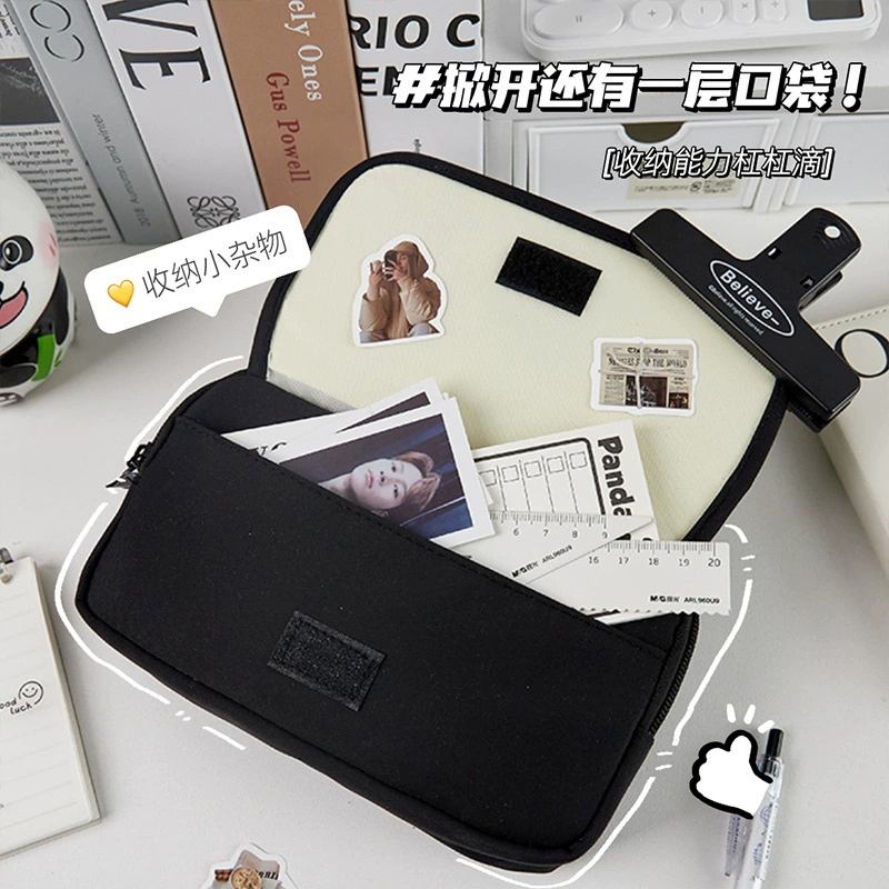 Big capacious pencil case for boys, high quality multilayer storage system, 2024 years, drawstring