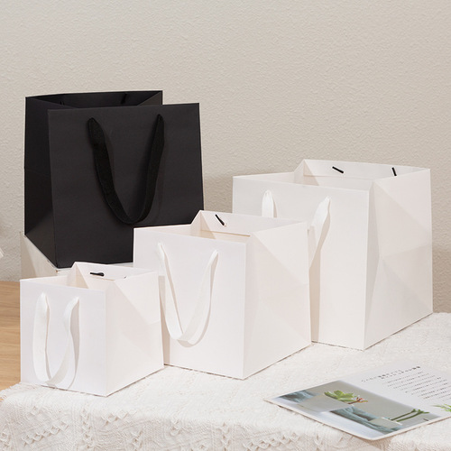 Square gift bag, pot plant wide bottom hand-held bag, thick take-out baking packing bag paper bag square