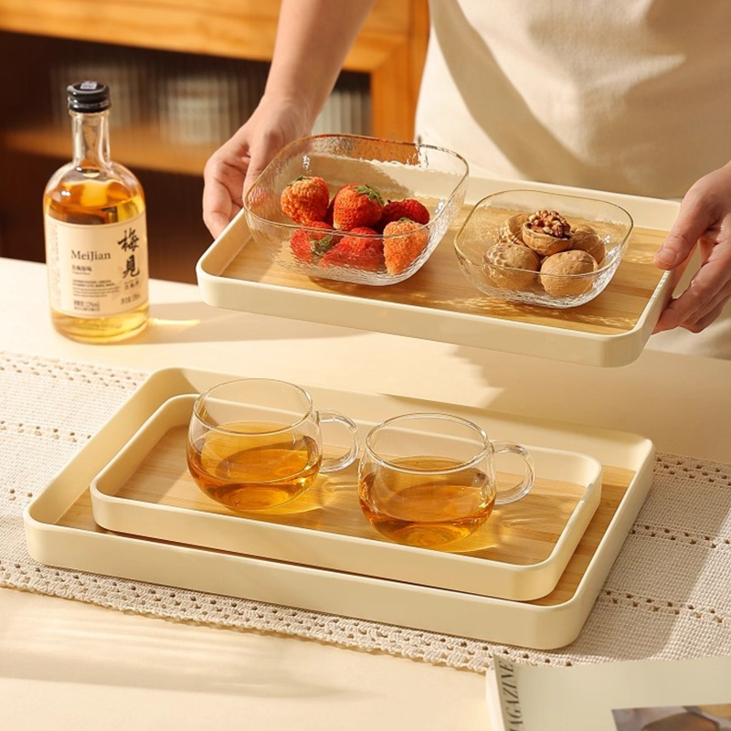 Mesa de té de la sala de estar frutas snack bandeja multifuncional taza de agua bandeja de té rectangular bandeja de té de la tarde