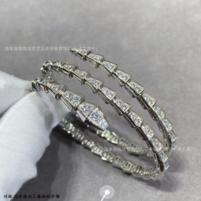 女性用スネークブレスレット、スターリングシルバーメッキ18Kローズゴールド、フルダイヤモンド、スネークボーン、マルチサークル、スネークヘッドオープンブレスレット、ダイヤモンド付き、新しいスタイル|undefined