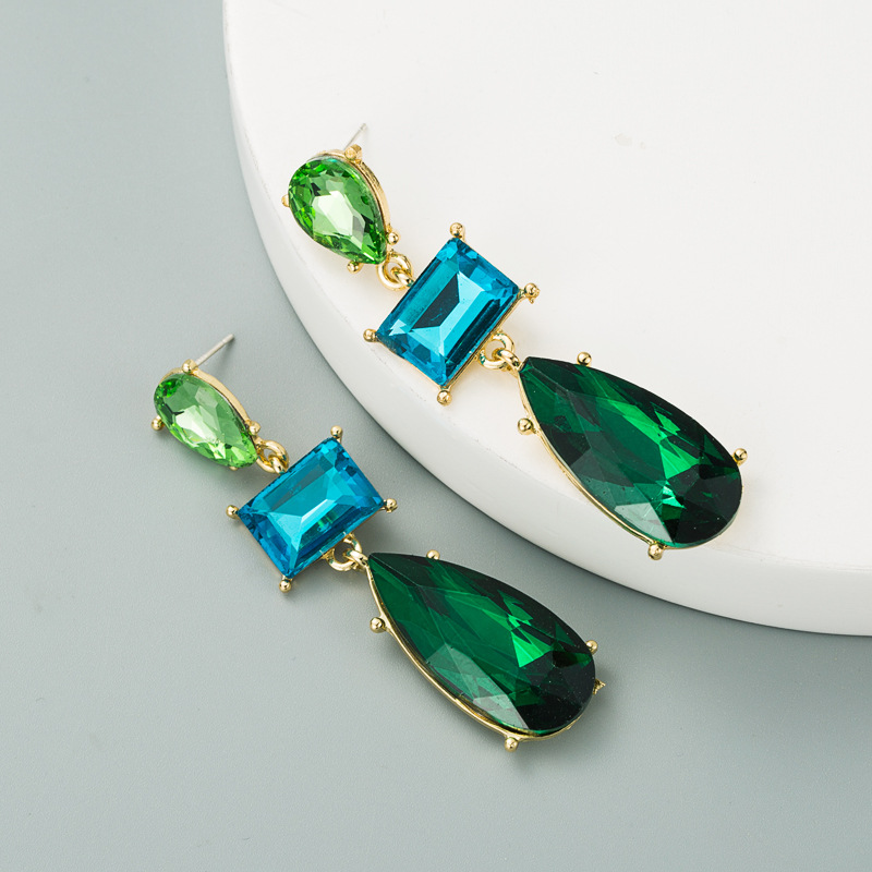 Geometric Pattern Fashion Geometric Diamond Alloy Artificial Gemstones Earrings