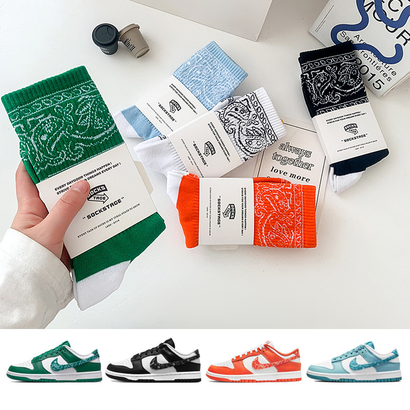 2022 trendy brand socks cashew flower DUNK AF1 sports casual stockings trendy socks INS same style