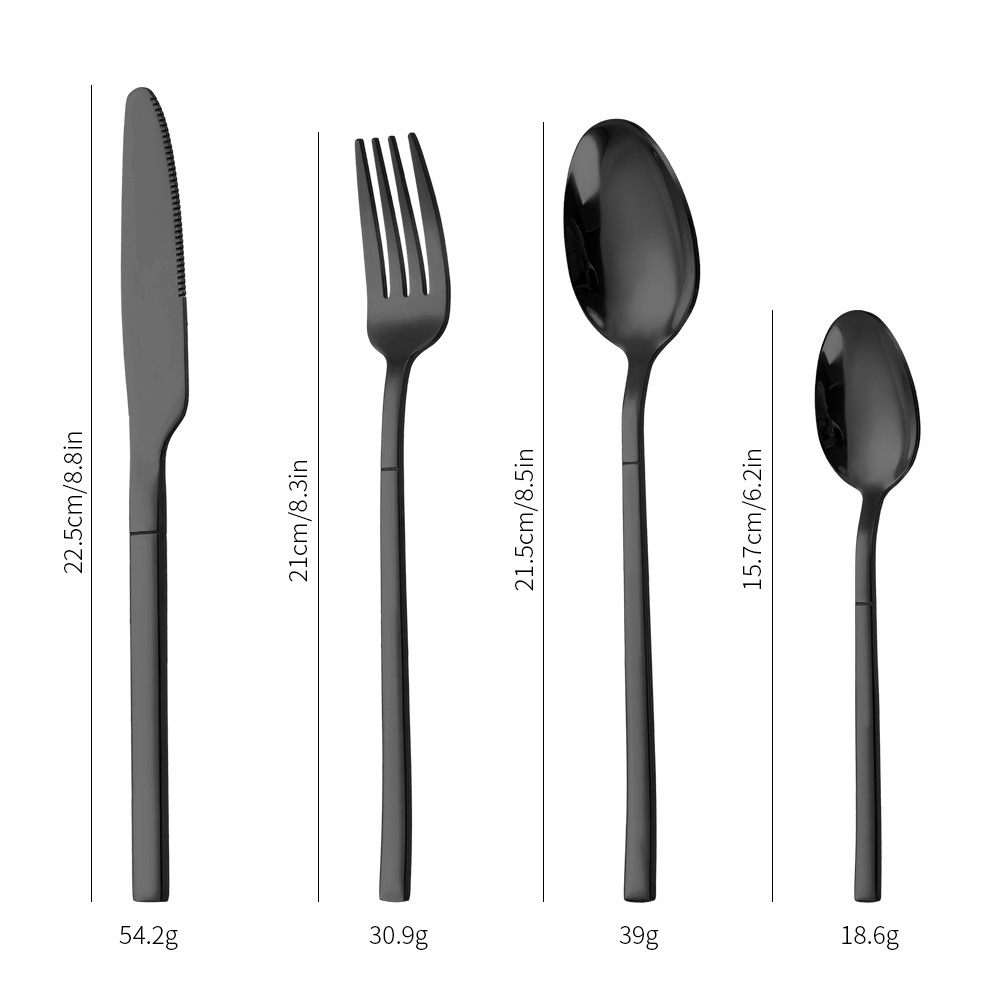 Amazon Cross-border Product Knight Western Cuisine Steak Knife Fork Spoon Set of Four Components 24-Piece Set Stainless Steel Tableware Set