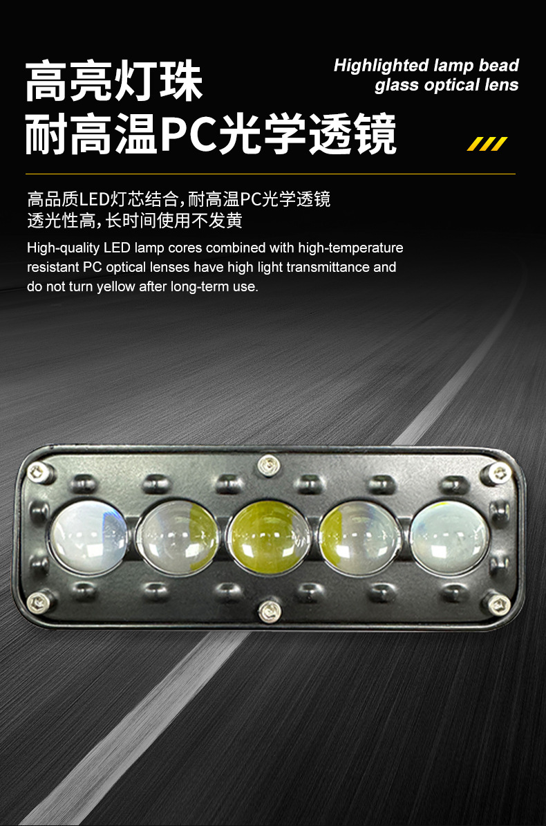 Cross-border automotive LED spotlights with far and near white and yellow light, universal work lights for cars and motorcycles, modified motorcycle LED lens headlights