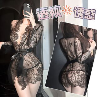 Sexy Lingerie Lace Plus-Size Sleepwear Teasing Mesh See-Through Qqny Abstinence Style Strap Women
