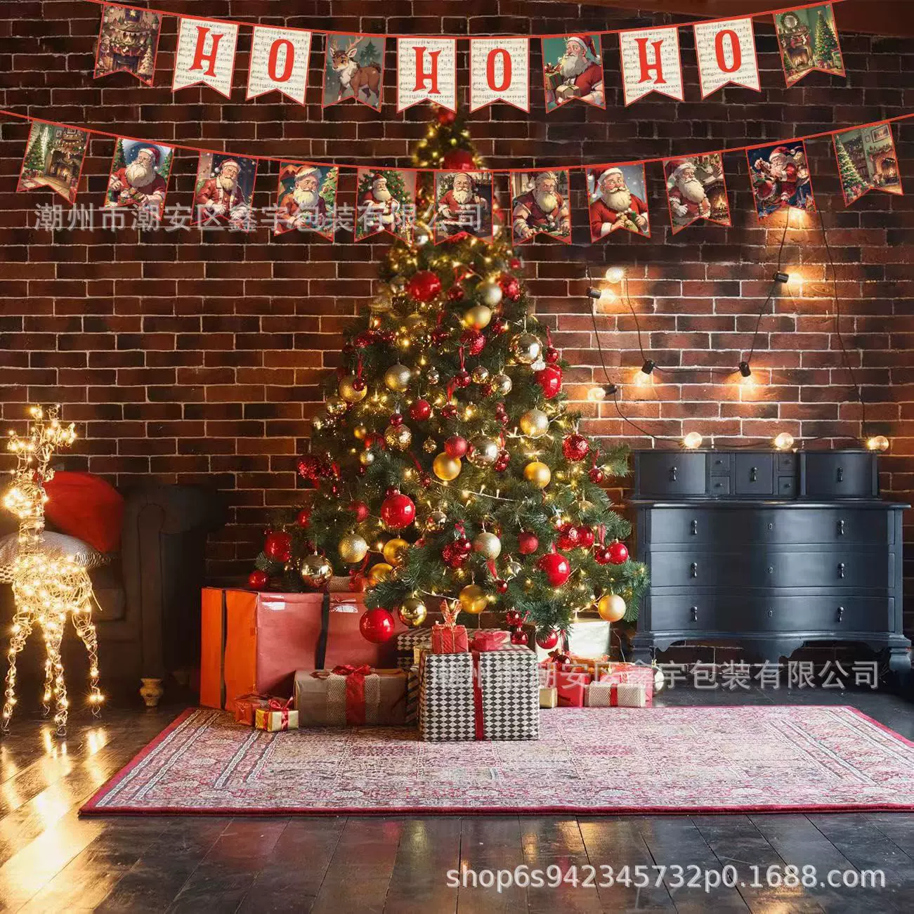 跨境外贸热卖圣诞节旗横幅拉旗花园旗吊旗挂旗派对主题用品