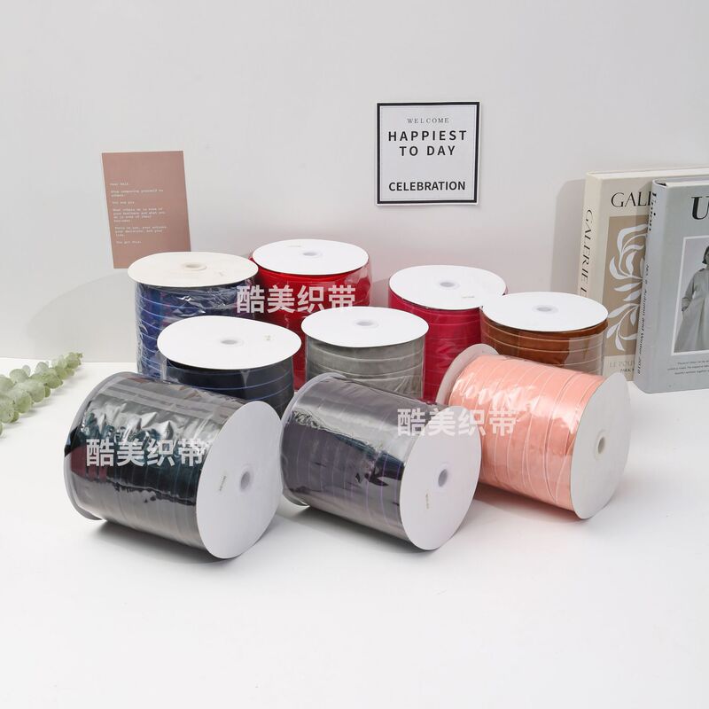 Wholesale velvet belt 0.6cm1.2cm and other multi-size in stock single-sided flocking belt DIY hair accessories flowers gift decoration