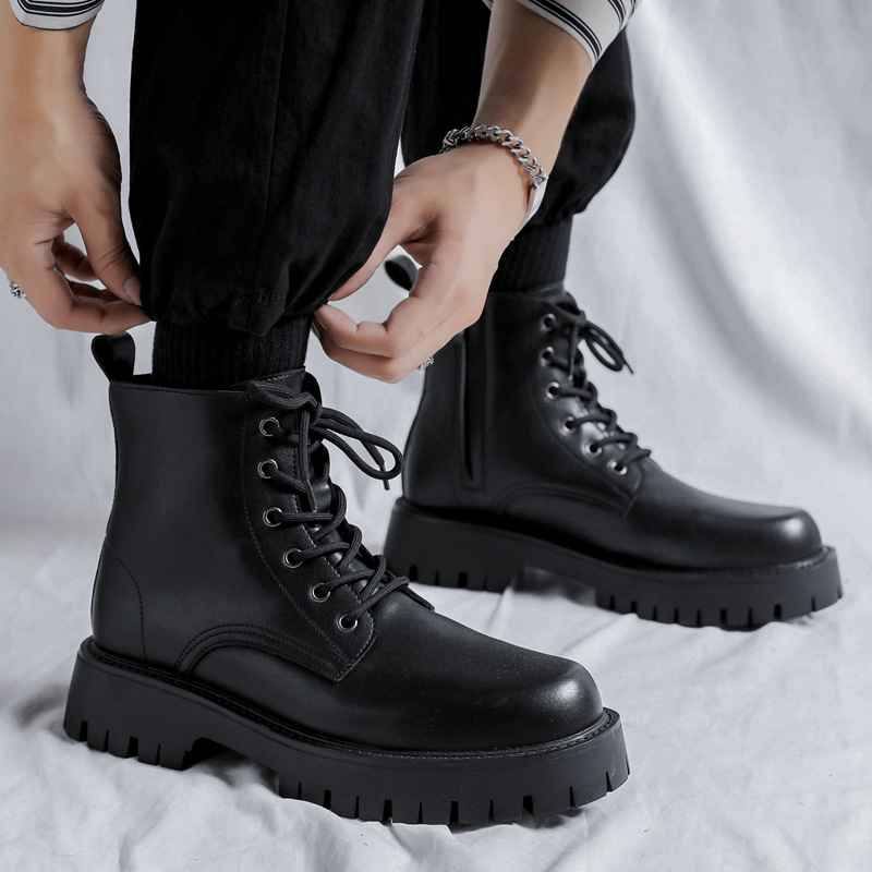 Side zipper short boots men's thick-soled spring and autumn shoes 2022 new style Martin boots ins trendy versatile slimming 96116-R