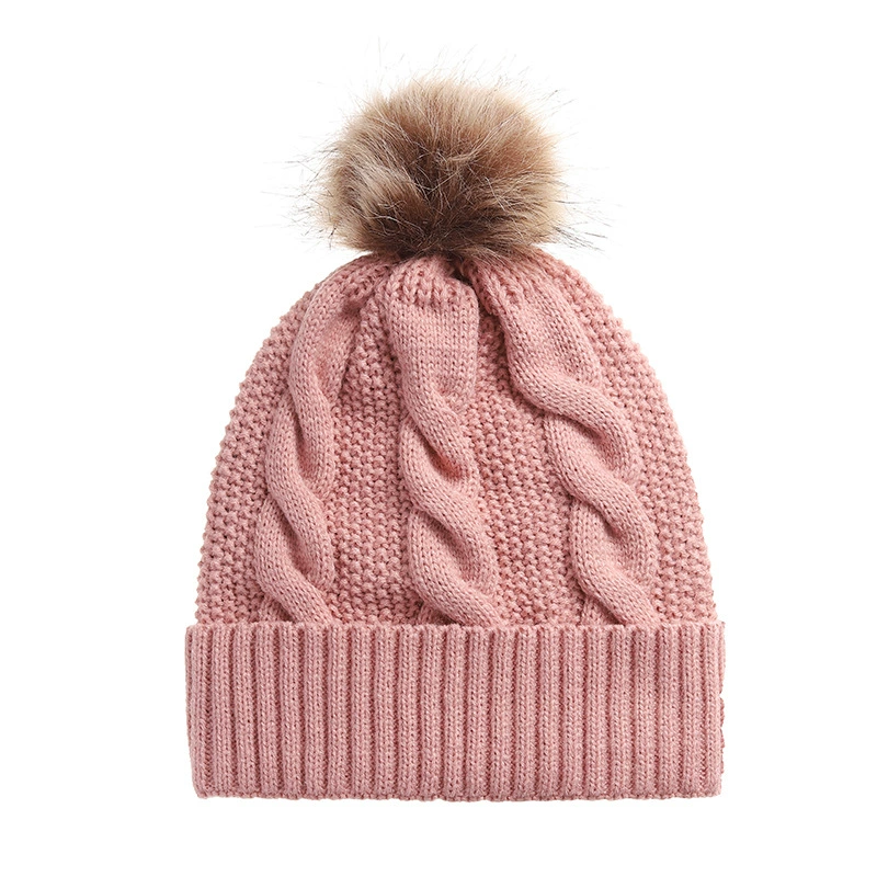 Осенне-зимняя новая вязаная шапка с большим шерстяным шаром, шерстяная шапка, трансграничная однотонная Однослойная теплая шапка, женские производители, в наличии, шапки