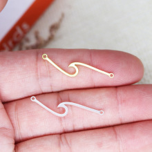 不锈钢新款波浪吊坠DIY手链项链饰品配件