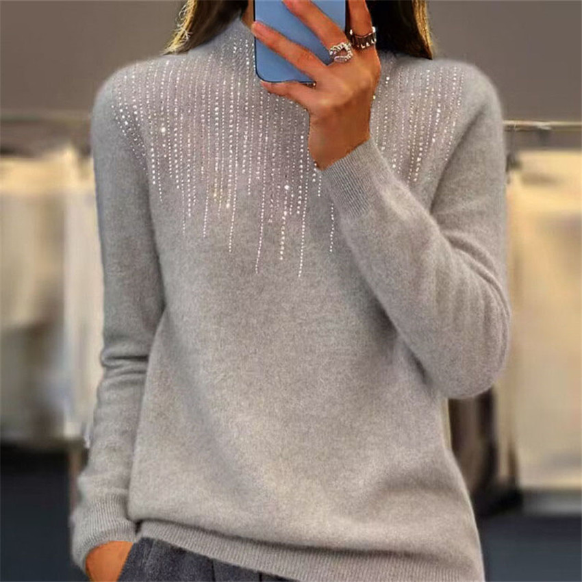 Vêtements pour femmes pull pull demi-col roulé pull diamant_voghion.com