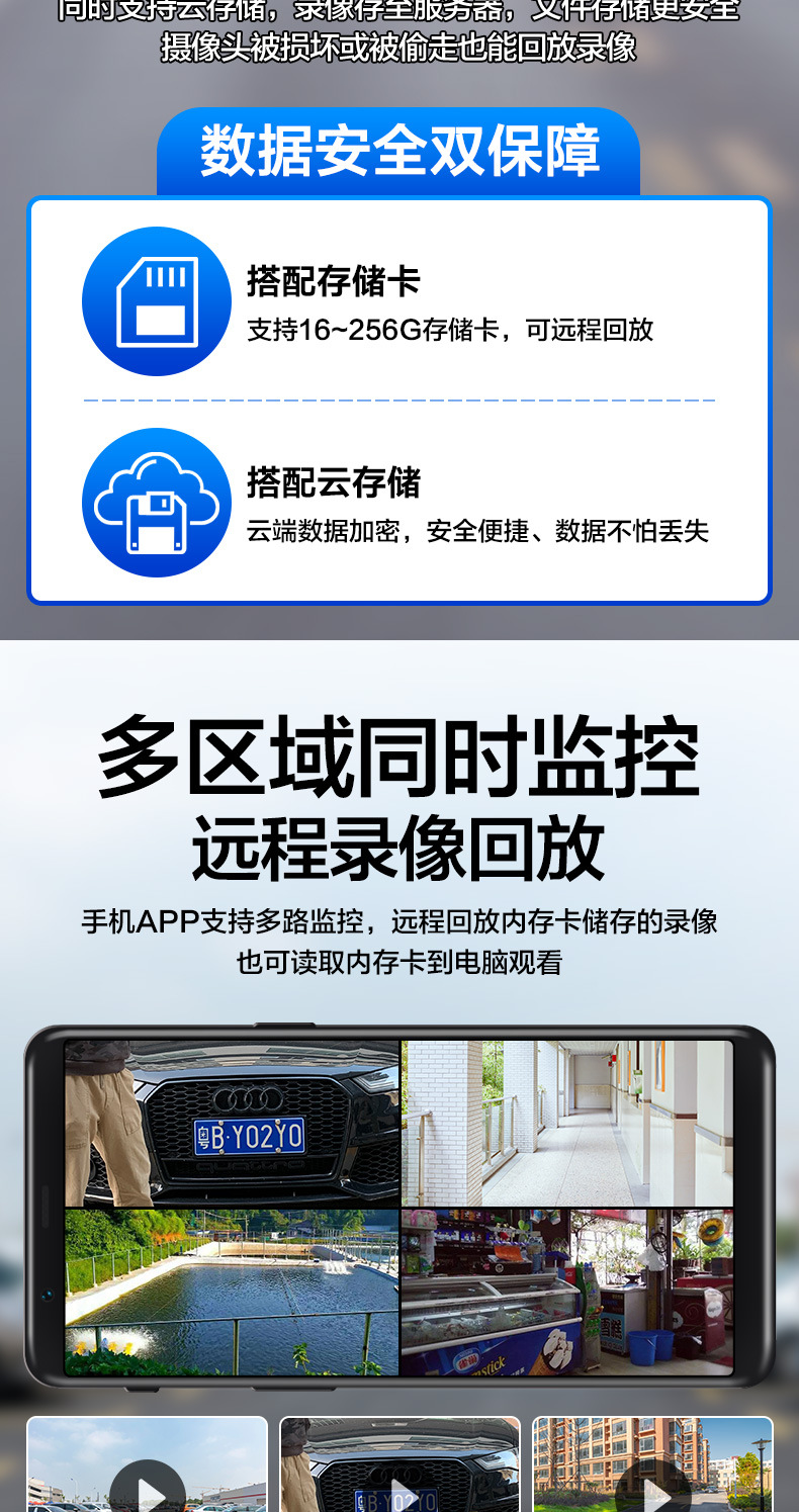 无线摄像头 wifi远程监控器 手机远程家用摄像机网络高清球机监控详情11