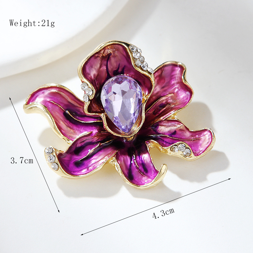 Broche en cristal multicouche en forme de goutte d'huile de couleur populaire, accessoires pour vêtements pour femmes, broche anti-exposition_voghion.com