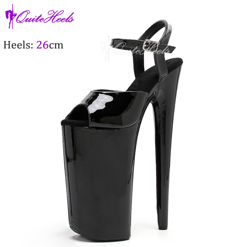 Giày sandal cao gót đế xuồng gót siêu cao 26 cm dành cho múa cột trình diễn sân khấu — đen, đen câm, màu tím nhạt, màu hồng