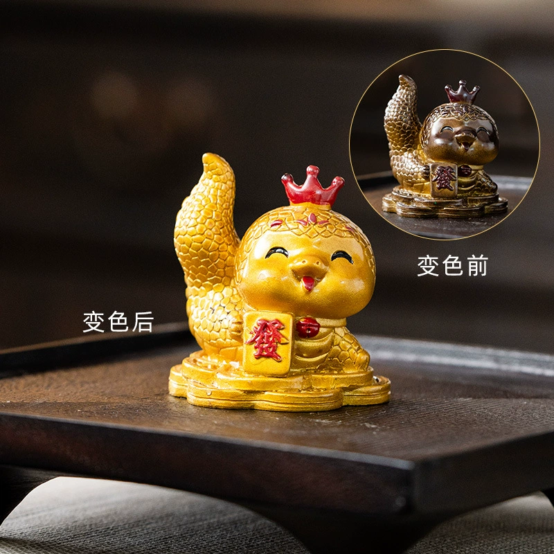 Чайное существо (Zhiyan) дух-сад snake — краситель меняет цвет Resin украшение, мини 9.5×11.3 см