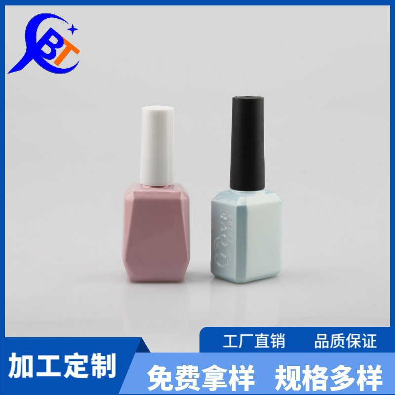 星玻图厂家化妆品瓶10ml15ml方形指甲油瓶扁圆封尘胶油瓶美甲油瓶