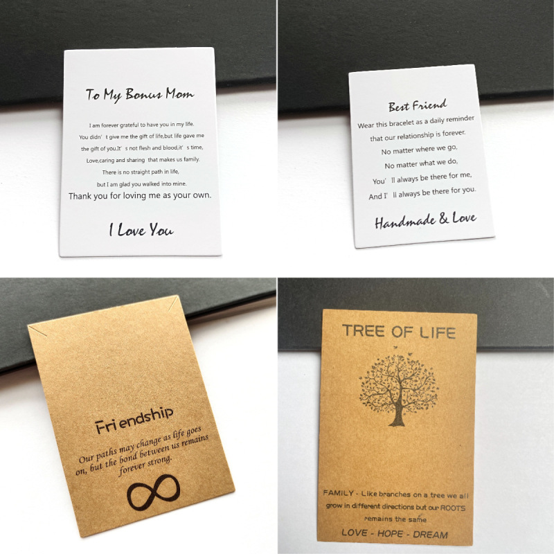 Manufacturer Foreign Trade Amazon Best-Selling Kraft Paper Card Bracelet Necklace Cardboard Family Couple Inspirational Series Card