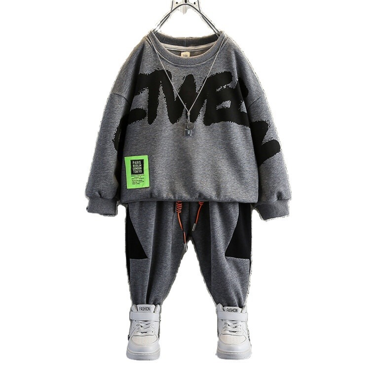 Boys' Lightning 2024 Spring and Autumn New Style Handsome Casual Hoodie Sports Set Children's Clothing_voghion.com