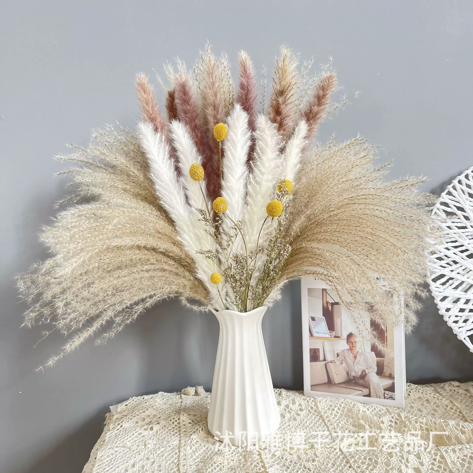 芦苇兔尾草潘帕斯草套装干花花束装饰拍摄道具礼品亚马逊跨境供货