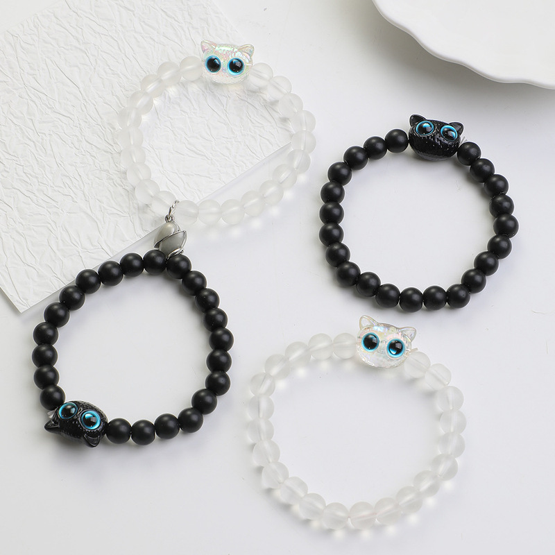 Sweet and Cool Cat-Themed Beaded Bracelets, Unisex Couple Bracelets, Niche Design, Gift for Best Friends, Cross-Border Sweet and Cool Cat-Themed Beaded Bracelets, Unisex Couple Bracelets, Niche Design, Gift for Best Friends, Cross-Border